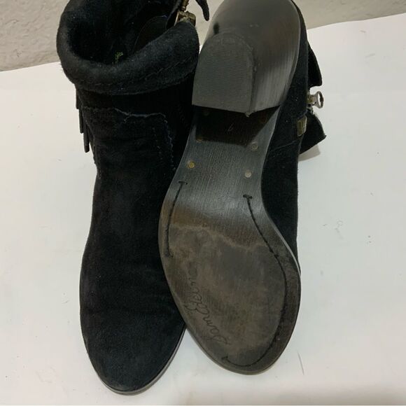 Sam Edelman Louie Suede Fringe Heeled Ankle Boot Black Women's sz 7 - Picture 14 of 14